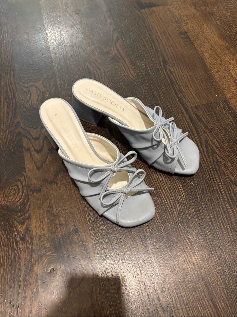 Light Blue Knot-Front Block Heel Mules - Picture 3 of 6